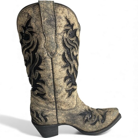 Corral Leather Western Cowgirl Snip Toe Glitter Boots Women's 7 - Picture 6 of 13